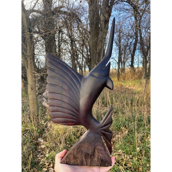 Vintage Midcentury Carved Ironwood Swordfish Statue 15.5" - Picture 2 of 14